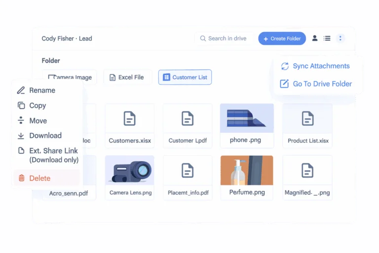WorkDrive for Zoho CRM inside the CRM interface